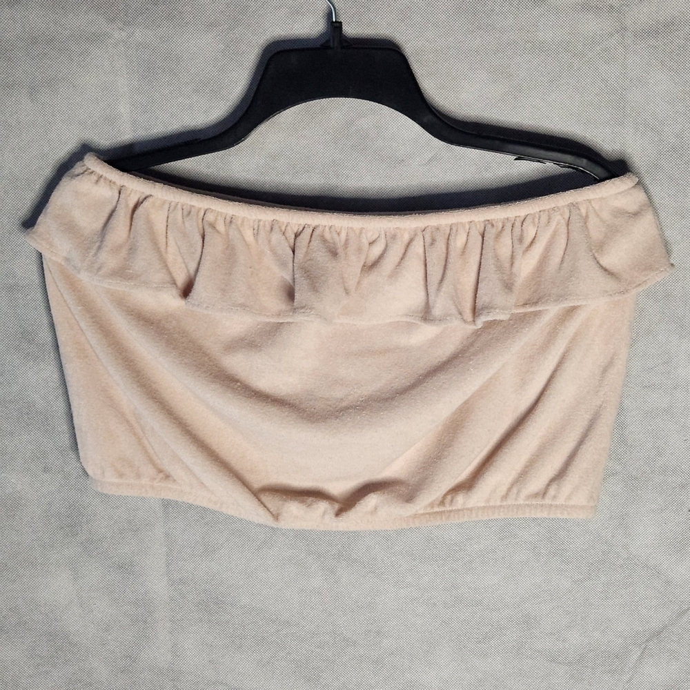 BAR III Women's Soft Terry Cloth Ruffled Tube Top Trendy Bandeau-Style Top